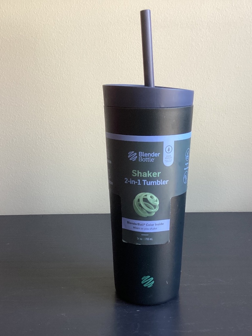 NEW Blender Bottle Stainless Steel 2-In-1 Shaker Tumbler BlenderBall 24oz